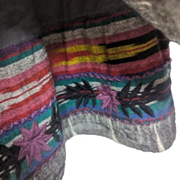 FREE PEOPLE NEW ROMANTICS Weather Vane IKat Embroidered Boho Cotton Dress Sz 2 - Picture 7 of 15